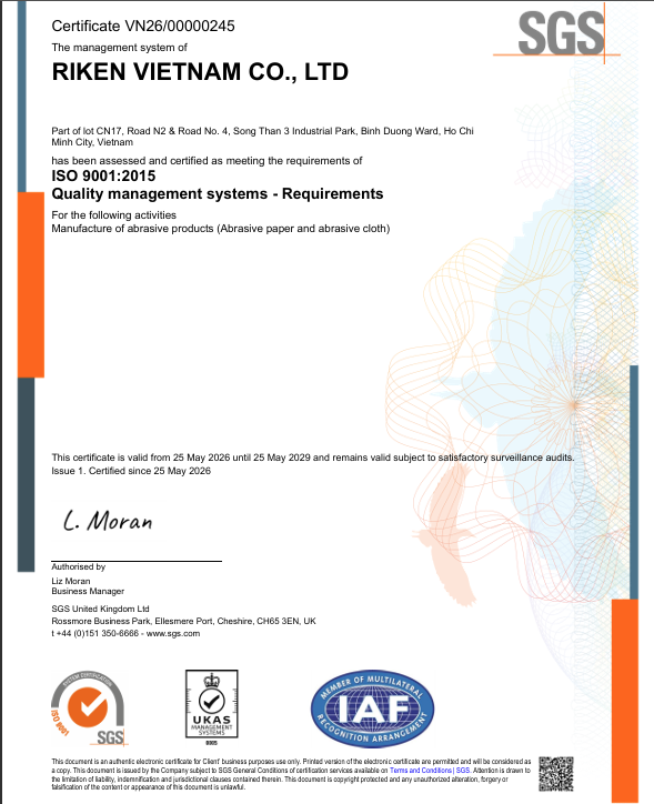 ISO certificate